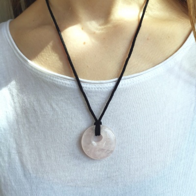 Rose Quartz Donut Pendant Necklace